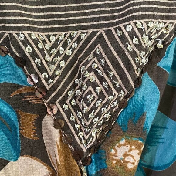 Vintage Quizz Again Trends Cotton Floral Asymmetrical Top Size Medium - Picture 4 of 6